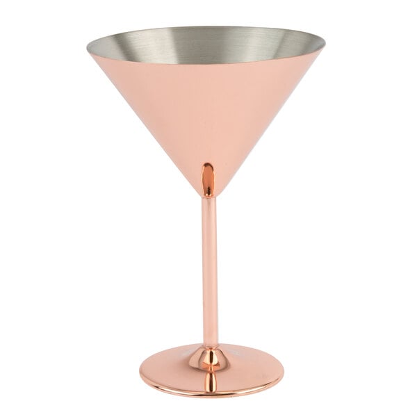 A GET copper and silver martini glass.