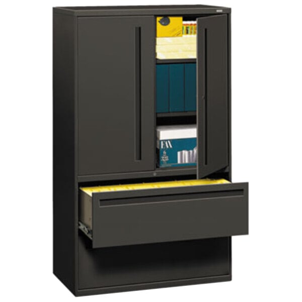 Hon 795lss 700 Series Charcoal Storage Cabinet With Two Lateral Filing Drawers 42 X 19 1 4 X 67