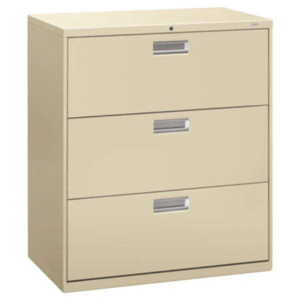 Hon 683ll 600 Series Putty Three Drawer Lateral Filing Cabinet 36 X 19 1 4 X 40 7 8