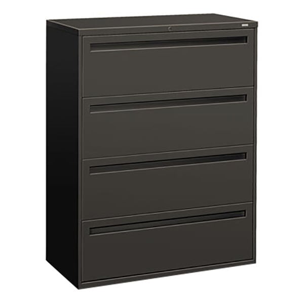 HON 794LS 700 Series Charcoal Four-Drawer Lateral Filing Cabinet - 42" x 19 1/4" x 53 1/4" Main Image 1