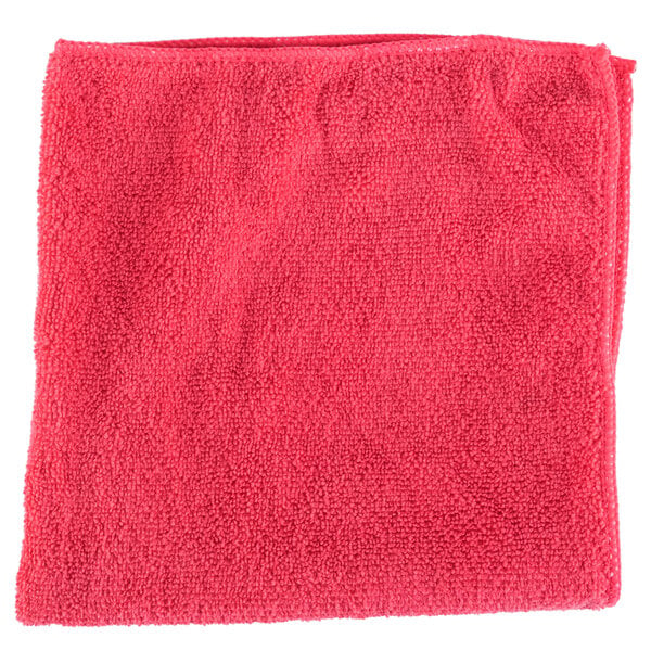 A red Unger SmartColor Microfiber cleaning cloth.