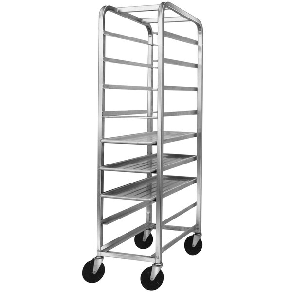 a metal rack with four shelves