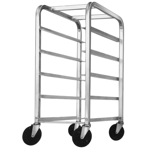 a metal rack with four shelves