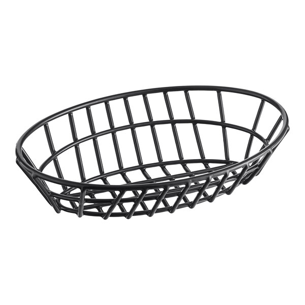 A Clipper Mill black wire grid basket with a wire handle.
