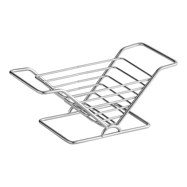 A Clipper Mill stainless steel "V" wire basket with a handle.