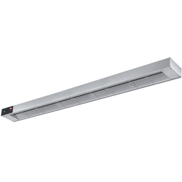 A stainless steel Hatco infrared warmer with a long metal strip.