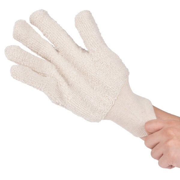 A hand wearing Cordova Terry Baker gloves.