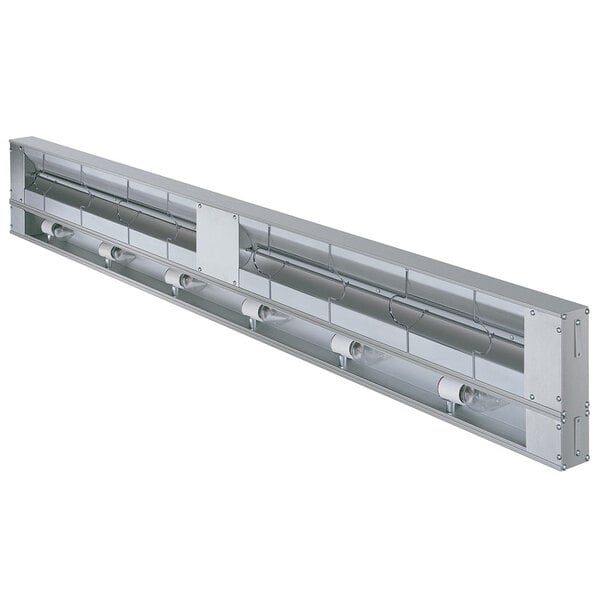 A long rectangular Hatco infrared warmer with attached lights.