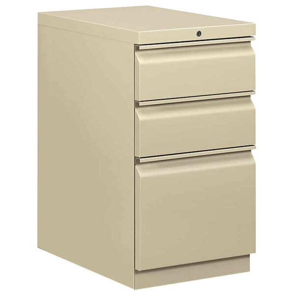 Hon 33723rl Efficiencies Putty Three Drawer Mobile Pedestal Filing Cabinet 15 X 22 7 8 X 28