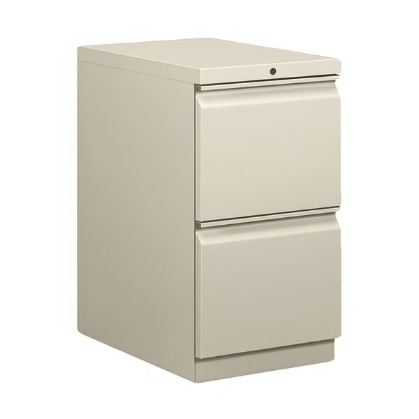 A light gray HON two-drawer mobile pedestal filing cabinet.