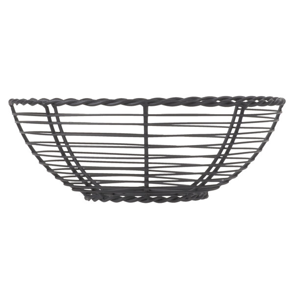G.E.T Iron Powder Coated Enterprises WB-702 10 x 7 Oval Black Wire Basket 3 Deep