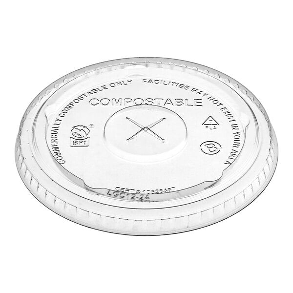 Fabri-Kal LGC12-24 Greenware 12, 16, 20, and 24 oz. Compostable Clear Plastic Lid with Straw Slot - 1,000/Case
