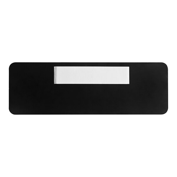 A black rectangular object with a white rectangular strip with the words "No Smoking" in white.
