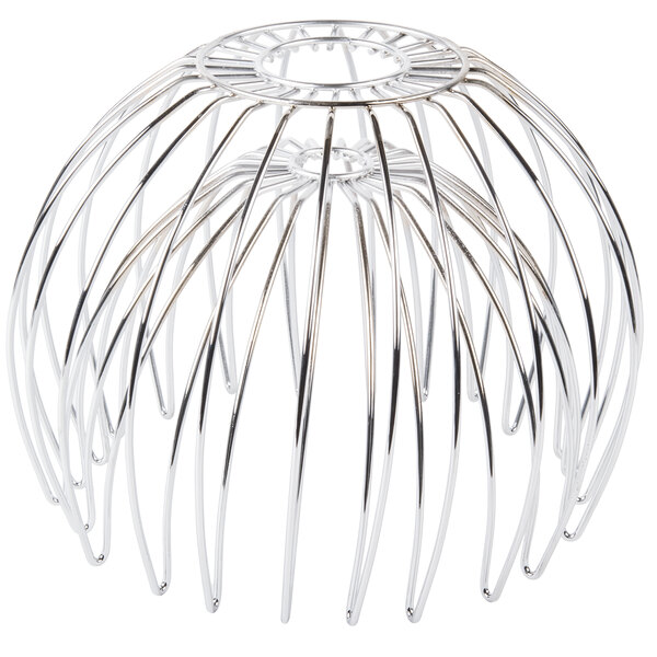 A Clipper Mill chrome plated iron wire basket with a round top and handle.