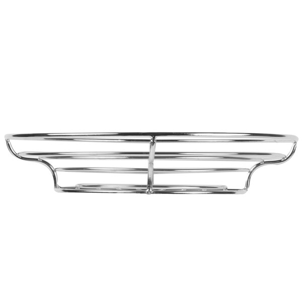 A Clipper Mill chrome plated iron round wire basket on a white background.