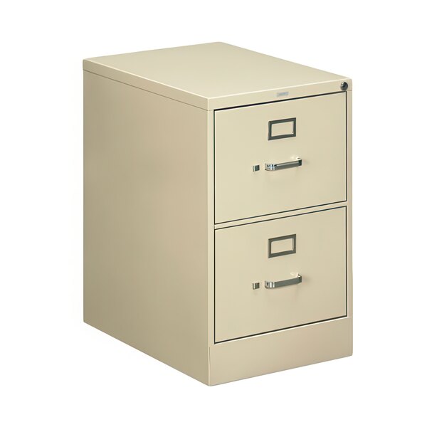 A HON 510 Series putty filing cabinet with two drawers.