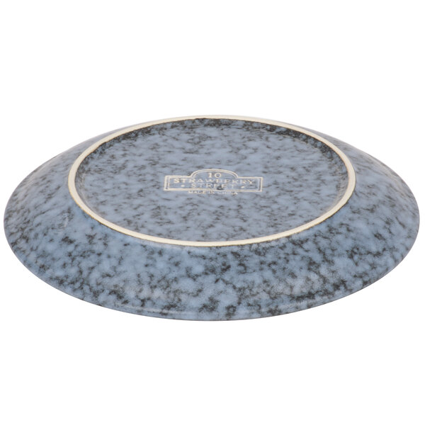 A close-up of a blue 10 Strawberry Street Biseki stoneware salad plate.