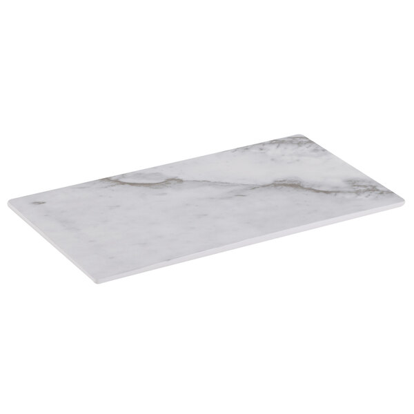 A white rectangular Thunder Group marble melamine serving board.