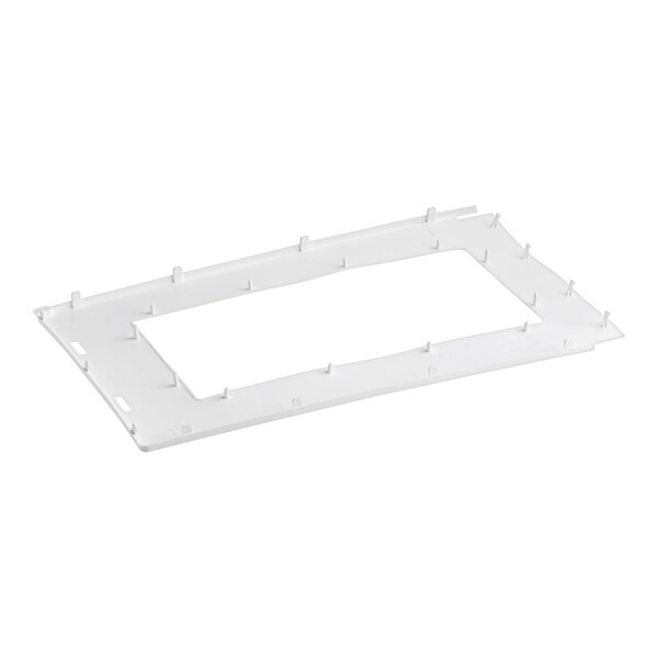 A white plastic rectangular frame with pegs.