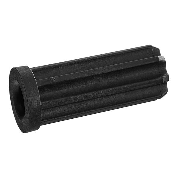 A black plastic cylinder with a hole.