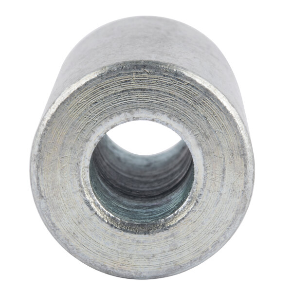 A metal cylinder with a threaded hole.