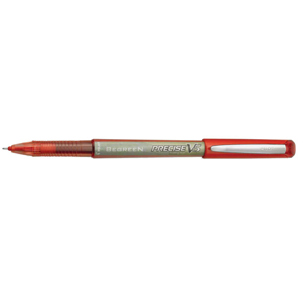 Pilot begreen precise v5 rollerball pens, Extra Fine point, 0.5 mm, Red Ink, 12/pk (072838263025)