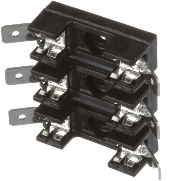 A stack of three black Amana Block-3 Pole Fuses.