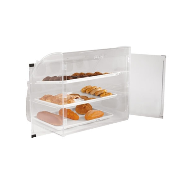 a display case with food on it