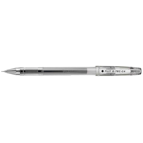 Pilot G Tec C Ultra Black Ink With Clear Barrel 0 4mm Gel Ink Stick Pen 12 Pack