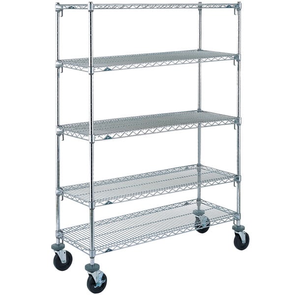 Metro 5A356BC Super Adjustable Chrome 5 Tier Mobile Shelving Unit with ...