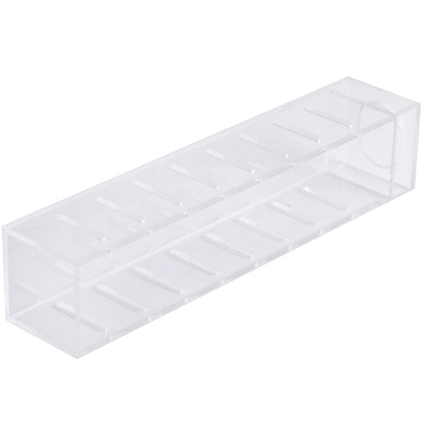 A clear plastic container with holes.