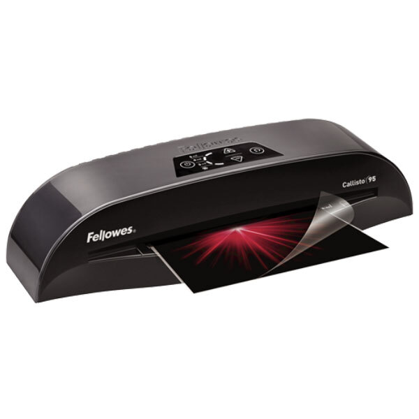 A Fellowes Callisto 95 laminator on a table.