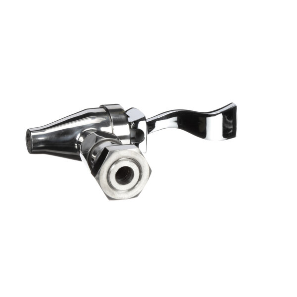 A chrome metal Vollrath faucet assembly with a metal handle.