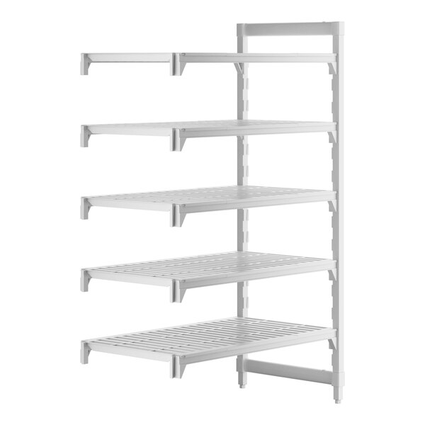 A white Camshelving® Premium add on unit with four shelves.