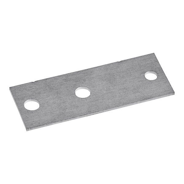 A metal plate with holes, the Vollrath Hi Limit Switch Brkt.