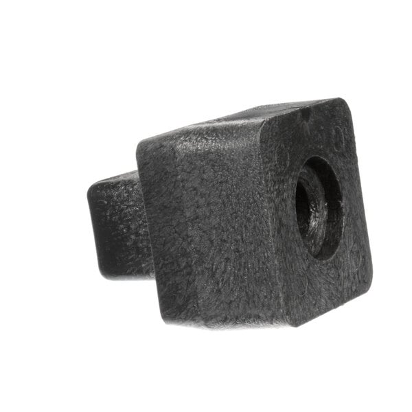 A black square Vollrath caster plug.