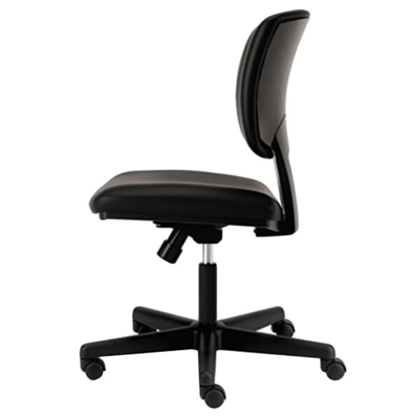 HON 5701SB11T Volt Series Black Leather Task Chair with Casters