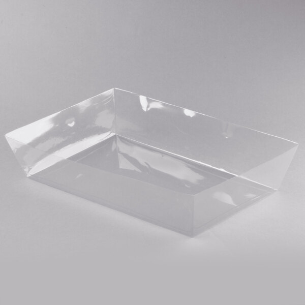 A clear plastic container on a white background.