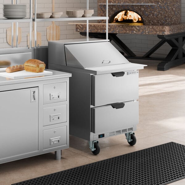 Beverage-Air SPED27HC-12M-B Elite Series 27" 2 Drawer Mega Top Refrigerated Sandwich Prep Table