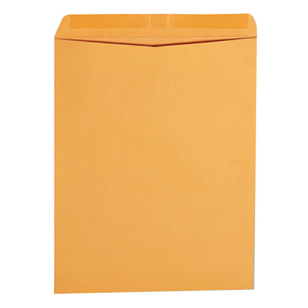 A brown Universal Kraft catalog envelope with a gummed flap open.