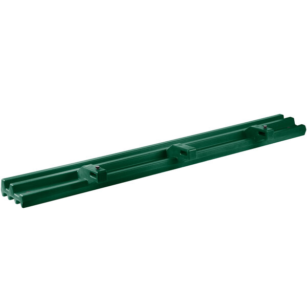 A green plastic tray rail with holes for Cambro Versa food bars.