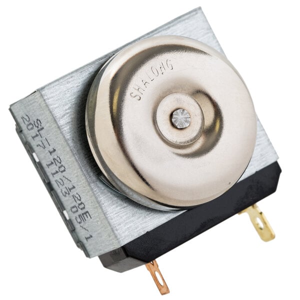 An Avantco electric convection oven timer with a small metal disc and button.