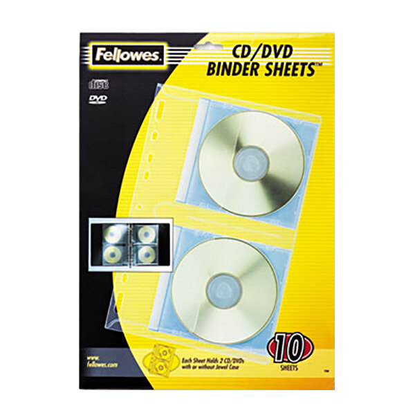 Fellowes 95304 7 3/8" x 11 1/8" Clear 2 Disc CD/DVD Protector Sheet ...