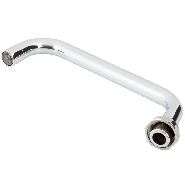 A silver Equip by T&S 8" swing nozzle for a faucet.