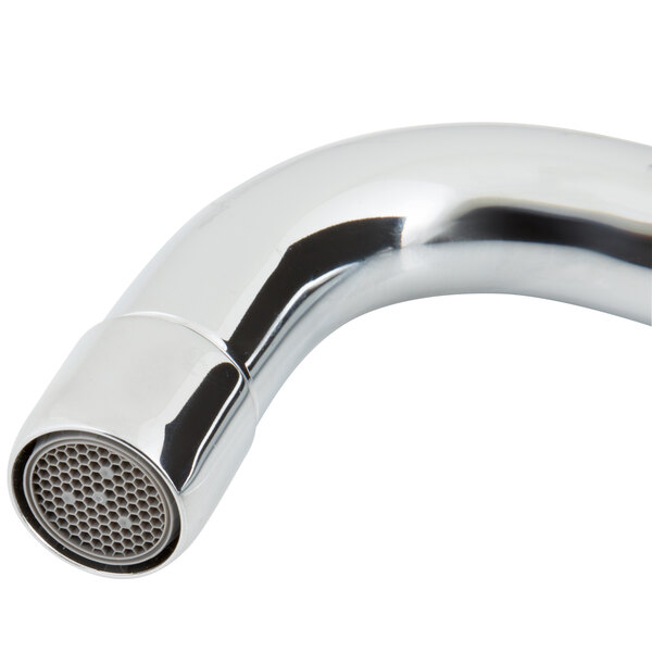 An Equip by T&S silver faucet swing nozzle with a round end.