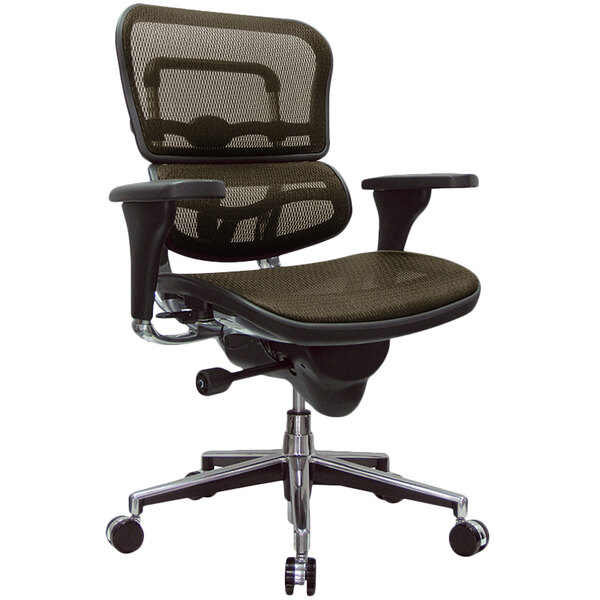 An orange Eurotech Ergohuman office chair with mesh back and arms.