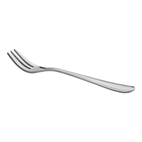 An Acopa Edgewood stainless steel fork with a long silver handle on a white background.