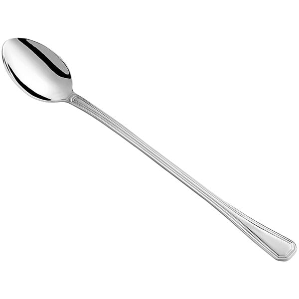 An Acopa Landsdale stainless steel iced tea spoon with a long handle.