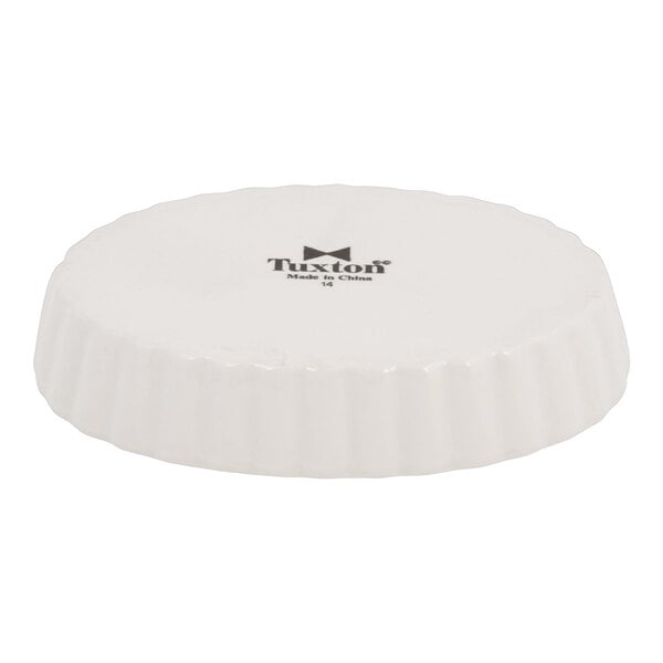 Tuxton BEK-0506 5 oz. Eggshell Oval Fluted China Souffle / Creme Brulee Dish - 24/Case