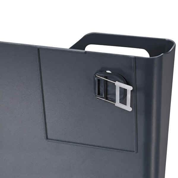 A black recycled plastic Universal single file wall pocket.